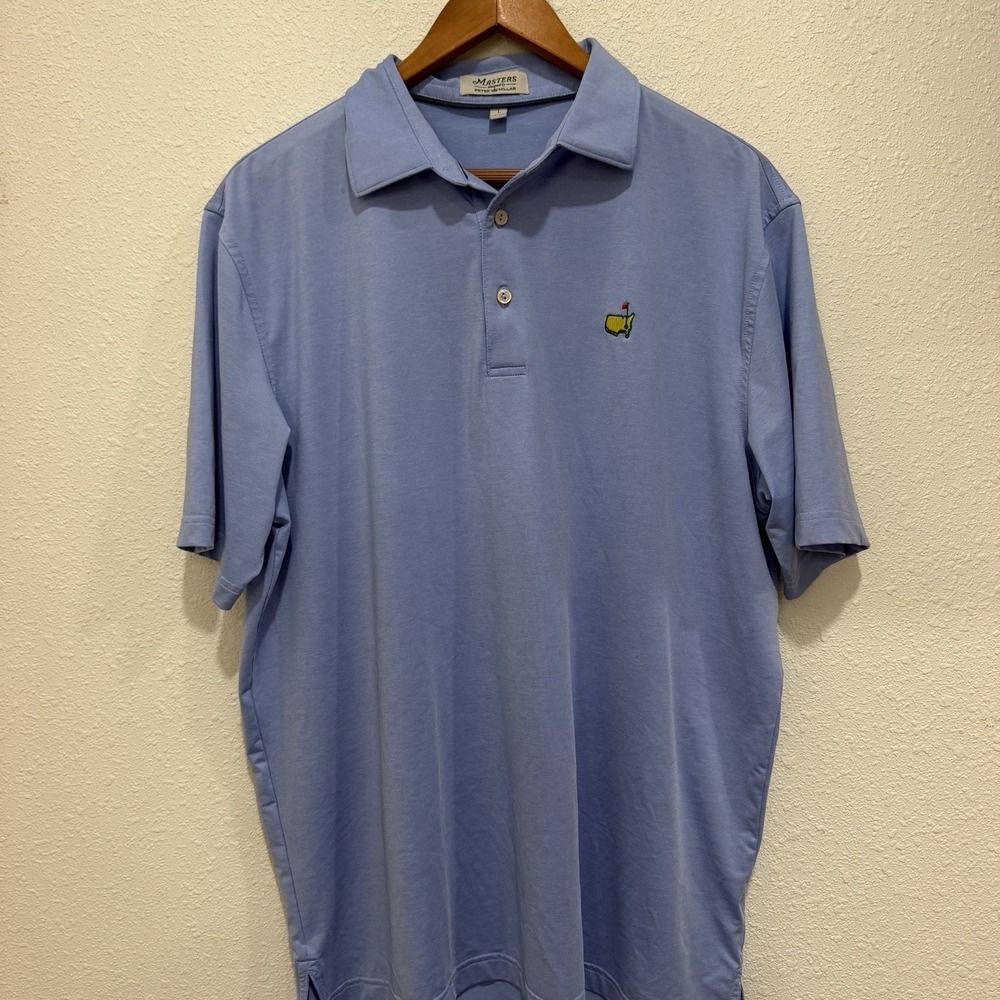 Masters Peter Millar Augusta National Golf Polo Blue Golf Stretch Size Large